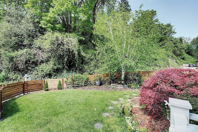 view of yard featuring fence