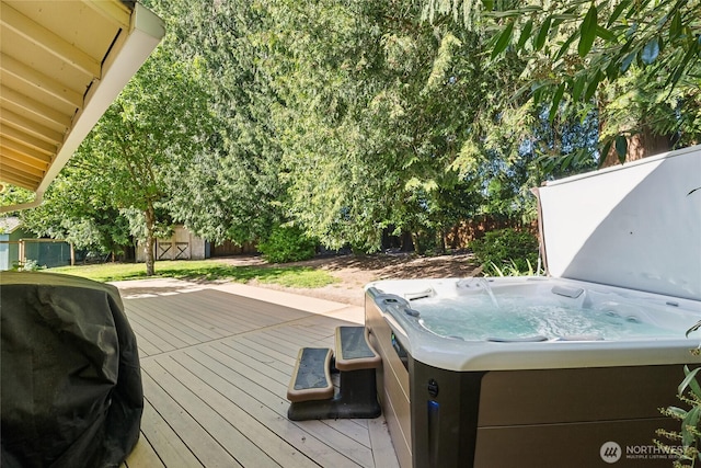 19711 34th Dr SE, Bothell, WA 98012 - wooden terrace featuring a hot tub and a grill