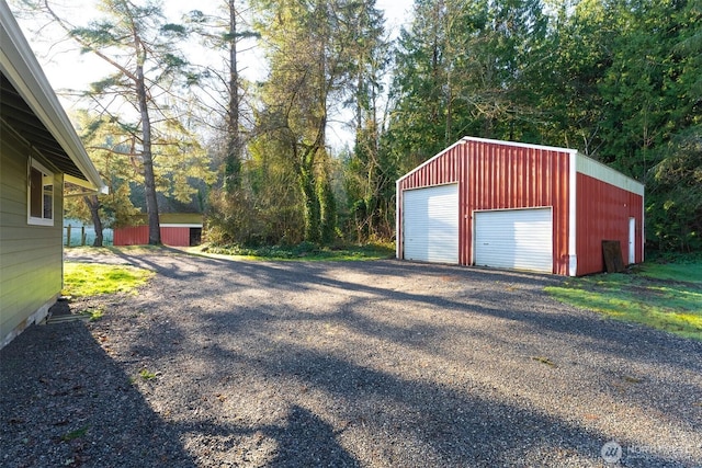 view of detached garage