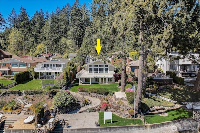 aerial view with a residential view