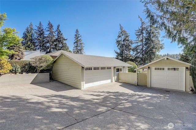 view of detached garage