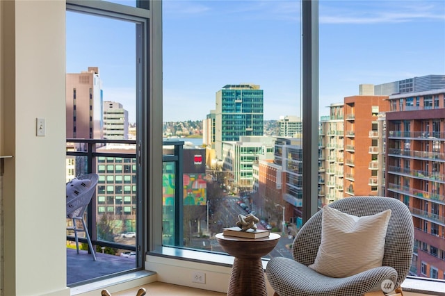 balcony with a view of city