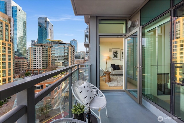 balcony featuring a city view