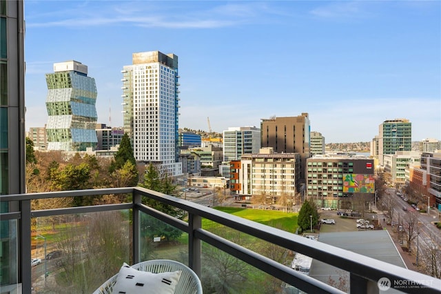 balcony with a view of city