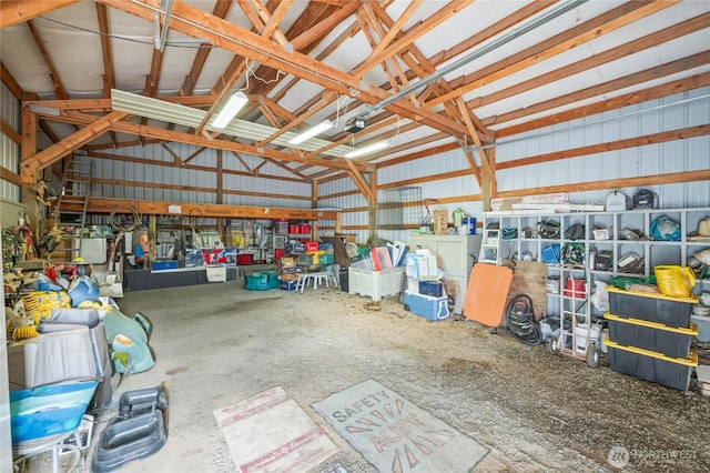 garage featuring metal wall