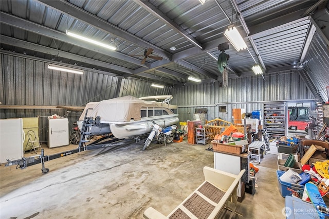 garage featuring metal wall