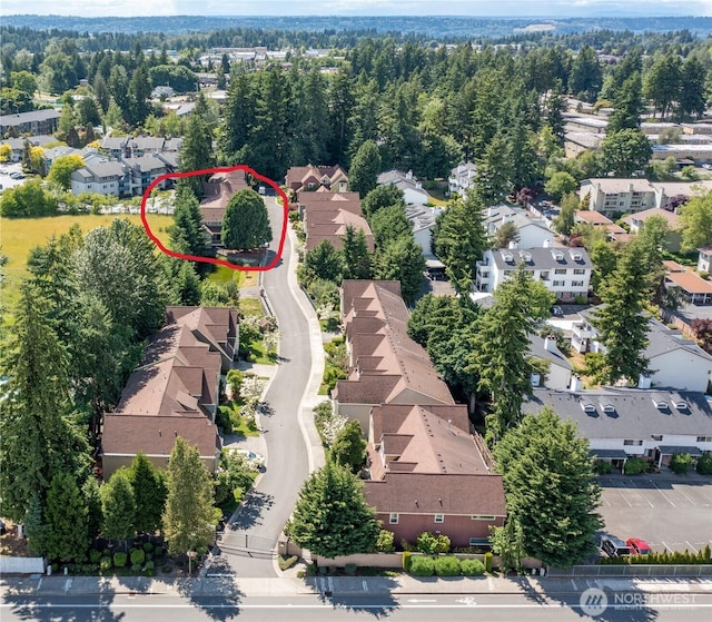 bird's eye view with a residential view