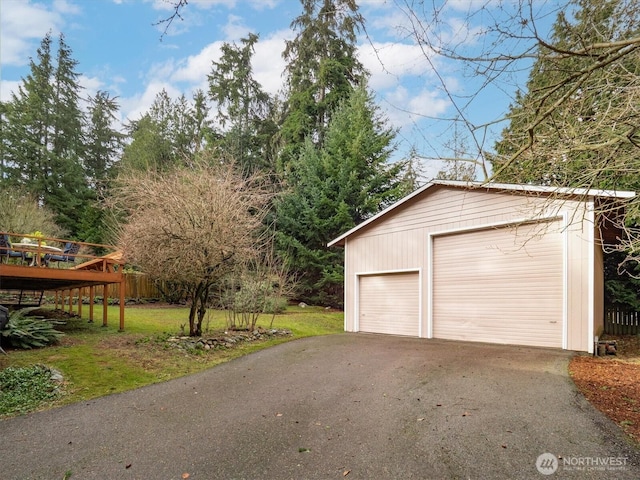 view of detached garage