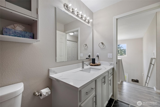 bathroom with vanity and toilet