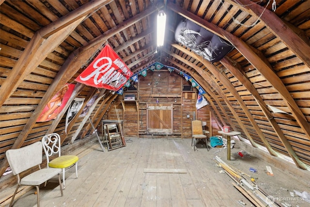 view of unfinished attic