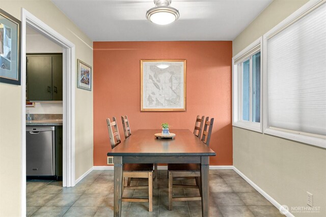 dining space with baseboards