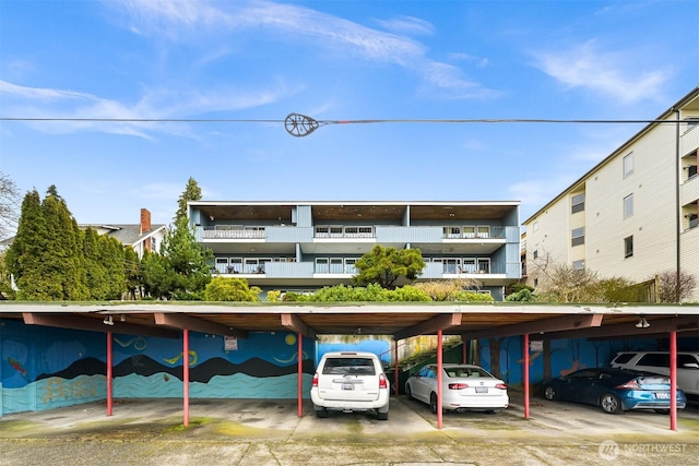 view of covered parking lot