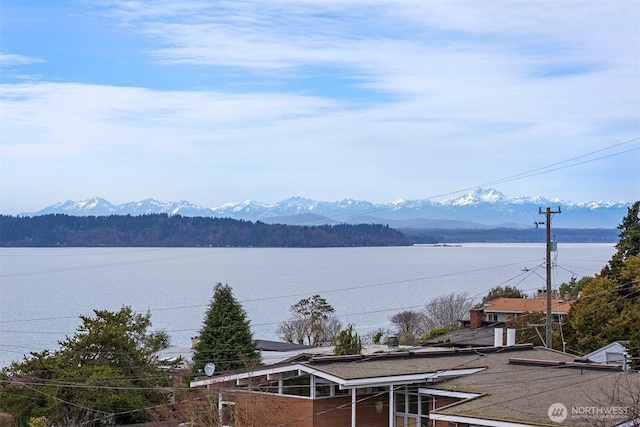 view of water feature with a mountain view