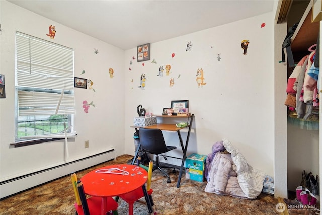 office area featuring baseboard heating