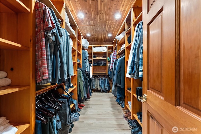 spacious closet featuring light wood-type flooring