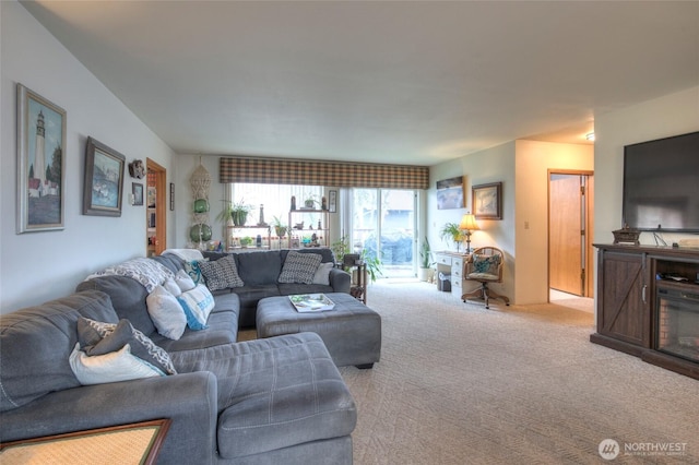 living room featuring carpet