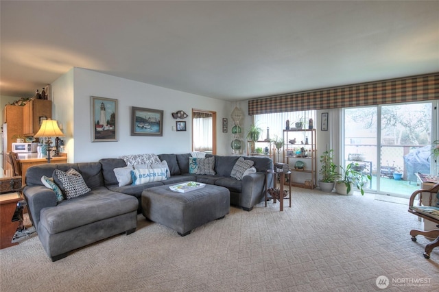 view of carpeted living area