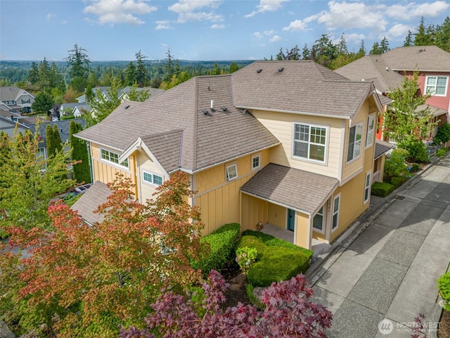 drone / aerial view with a residential view