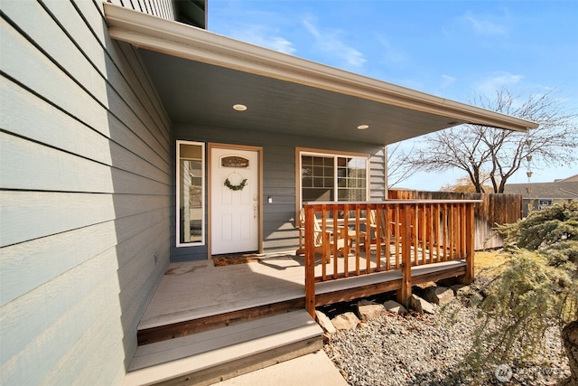 property entrance with fence