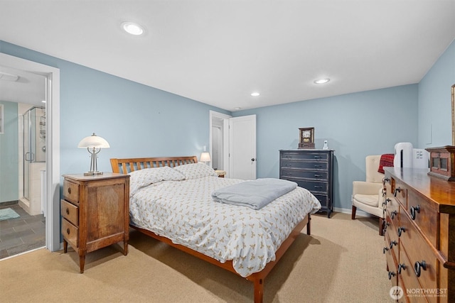 bedroom with recessed lighting and baseboards