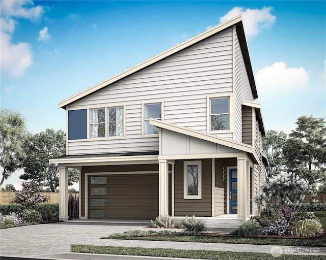 view of front of home with an attached garage and driveway