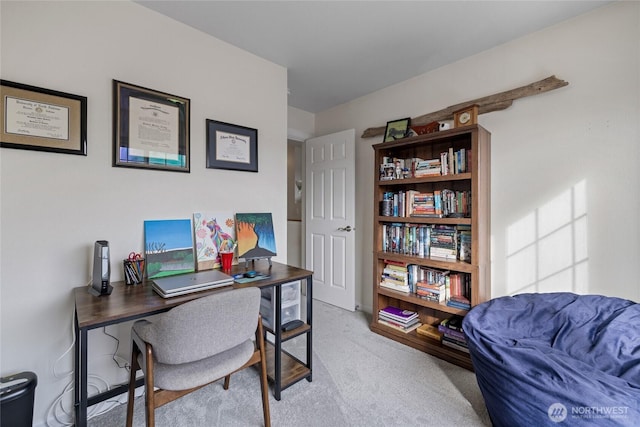 office space with light colored carpet