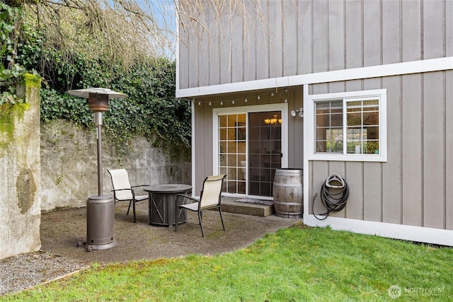 view of outdoor structure with a fire pit