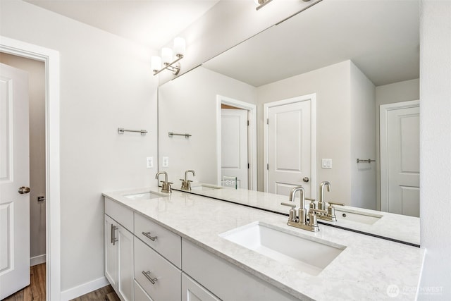 full bathroom featuring double vanity and a sink