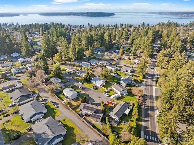 bird's eye view with a water view and a residential view