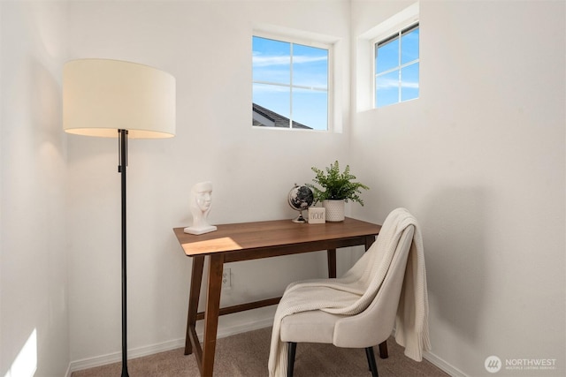 office space with carpet floors and baseboards