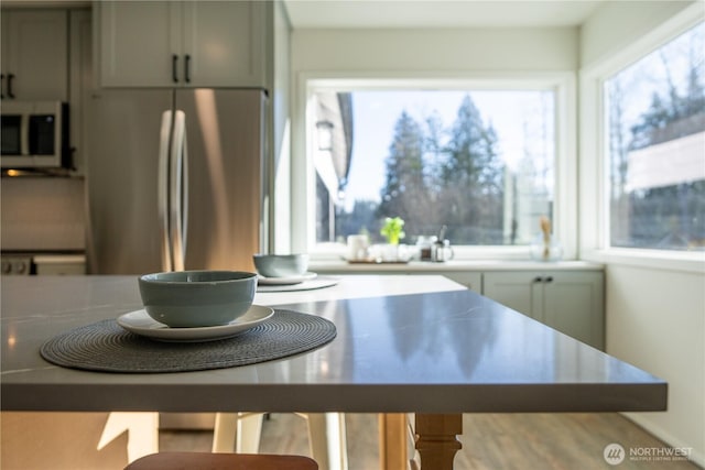 kitchen with stainless steel appliances and light countertops