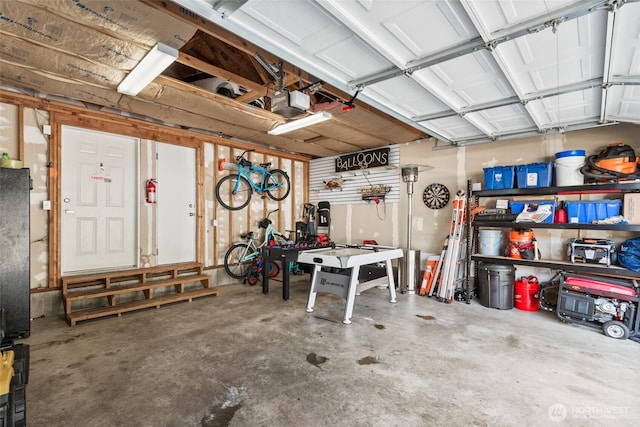 garage with a garage door opener