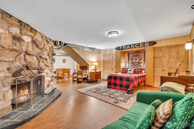 bedroom with a fireplace