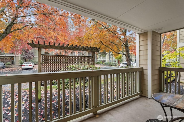 balcony featuring a porch