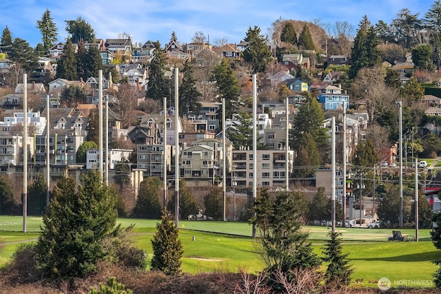 view of community with a lawn and a residential view