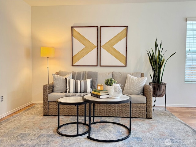 sitting room featuring baseboards and wood finished floors