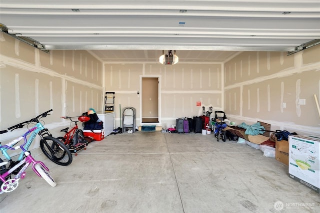 garage with a garage door opener