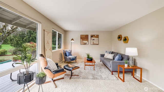 living area with baseboards