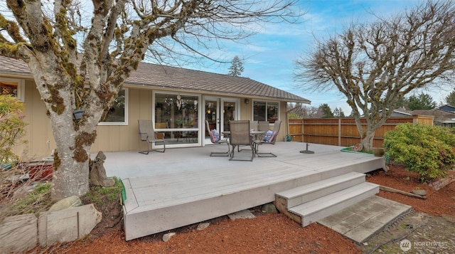 wooden deck featuring fence