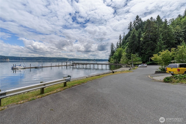 view of dock featuring a water view