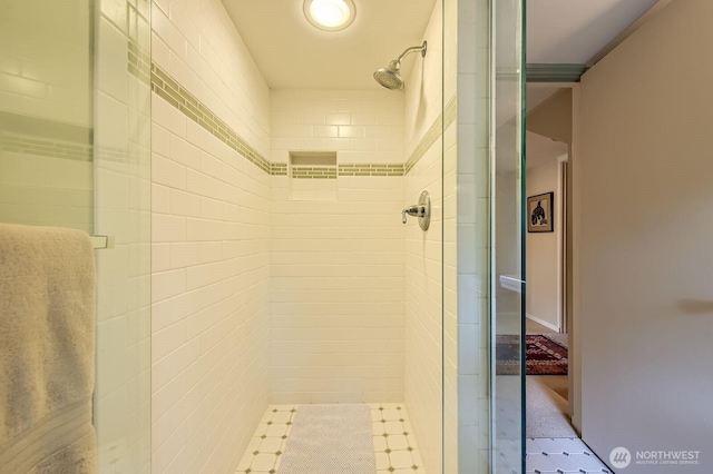 bathroom with a stall shower