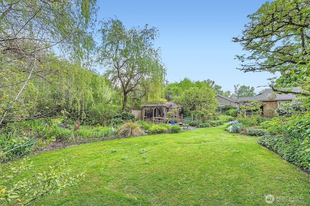 view of yard with a gazebo