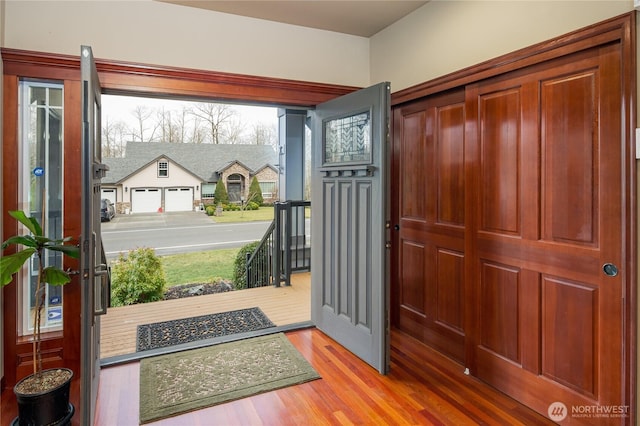 entrance foyer featuring light wood finished floors