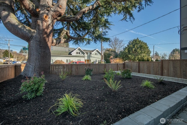 view of yard with a fenced backyard