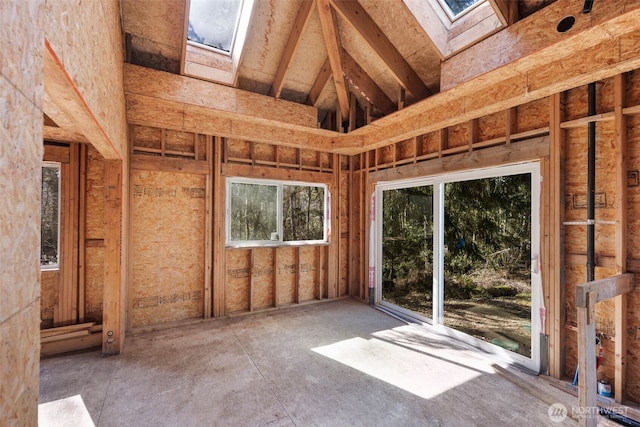 interior space featuring a skylight