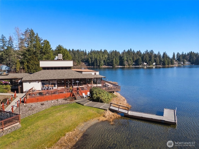 view of dock featuring a water view