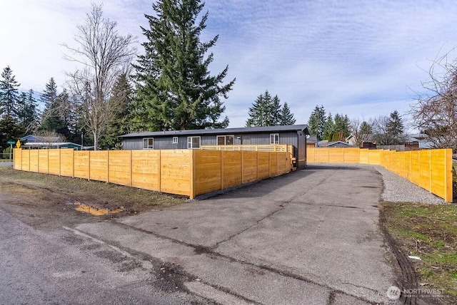 exterior space featuring a fenced front yard