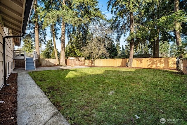 view of yard featuring a fenced backyard