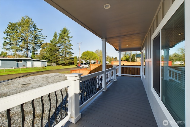 deck featuring covered porch