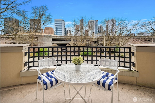 balcony with a city view